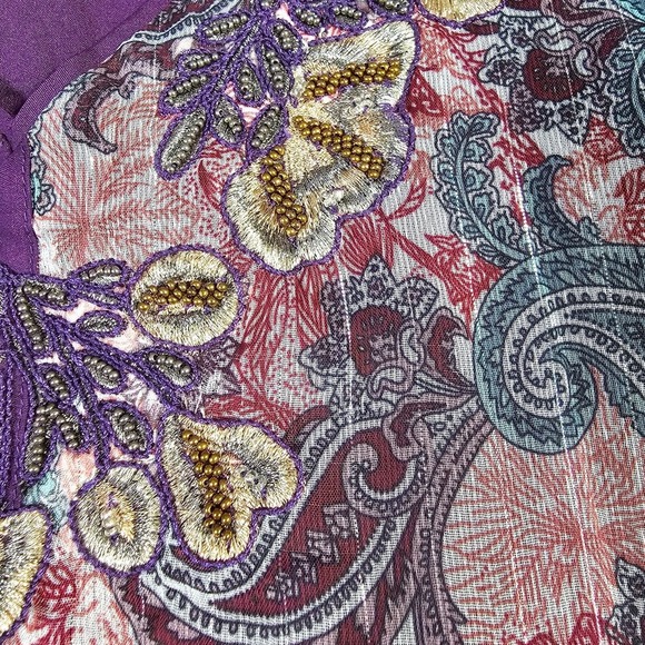 Soft Surroundings Top Womens Medium All Together Patchwork Tunic Beaded - Picture 4 of 12